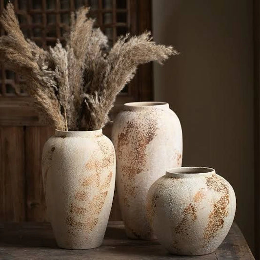 Textured Rustic Ceramic Vase – Modern Neutral Home Decor