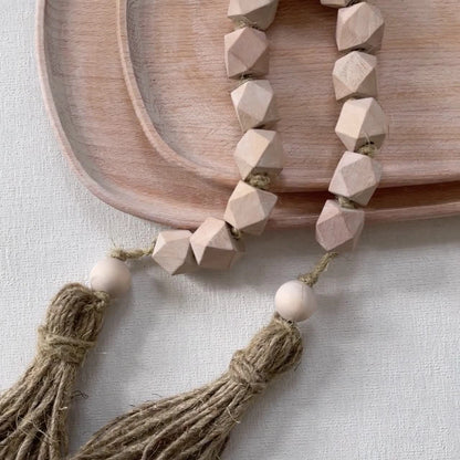 Wooden Bead Tassel Decor – Neutral Boho Table Styling