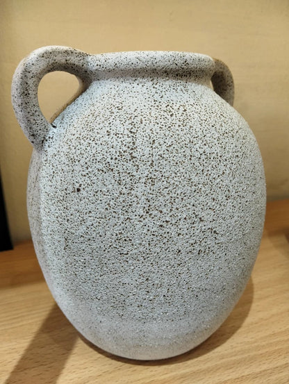 Rustic Speckled Ceramic Handle Vase – Modern Farmhouse Decorative Vase