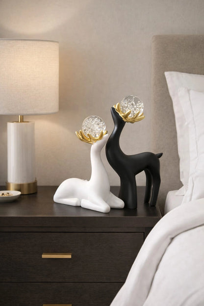 Nordic Deer Crystal Ornament Set – Luxury Tabletop Decor