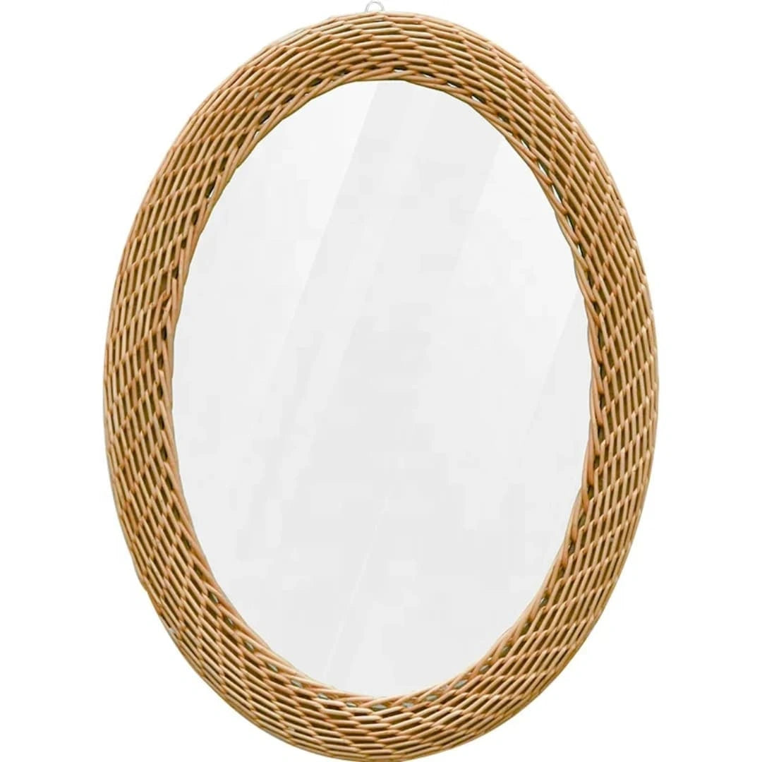 Oval Rattan Wall Mirror – Natural Woven Frame Home Decor