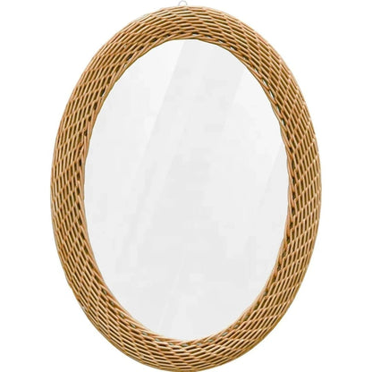 Oval Rattan Wall Mirror – Natural Woven Frame Home Decor
