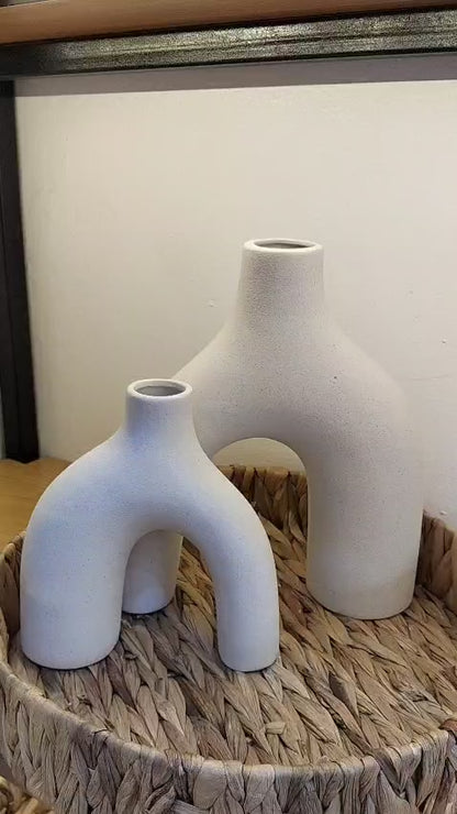 Modern Arch Ceramic Decorative Vases – Minimalist Home Decor Set