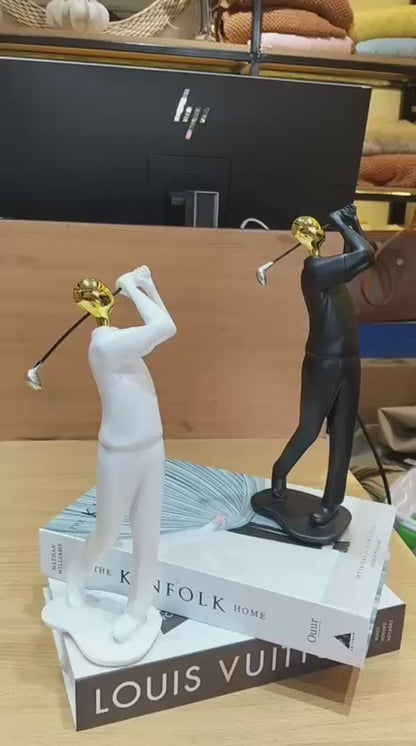 Modern Golf Player Sculpture – Luxury Sports Theme Home Decor