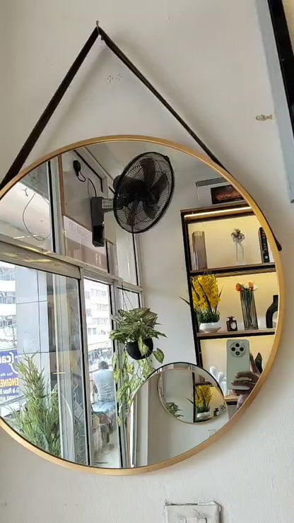 Modern Round Hanging Wall Mirror – Stylish Home Decor Accent