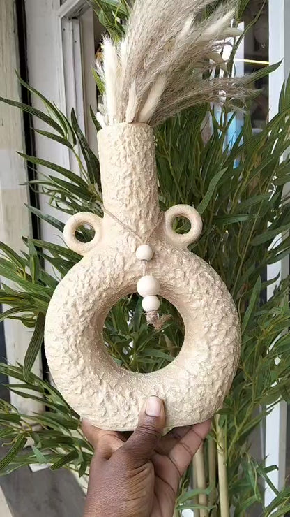 Textured Ceramic Donut Vase – Modern Sculptural Home Decor