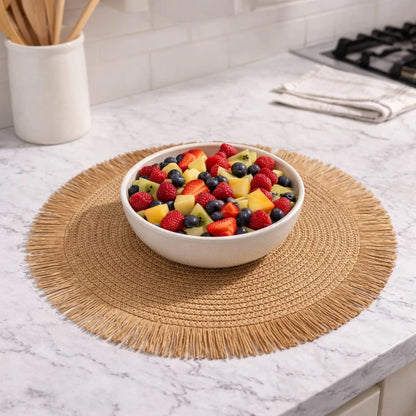 6PCS Round Jute Table Mats – Natural Woven Dining Placemats