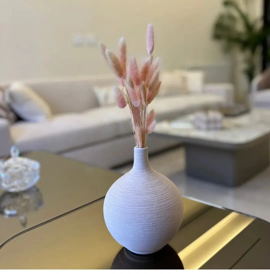 Modern Ribbed Ceramic Bottle Vase – Minimalist Decorative Vase