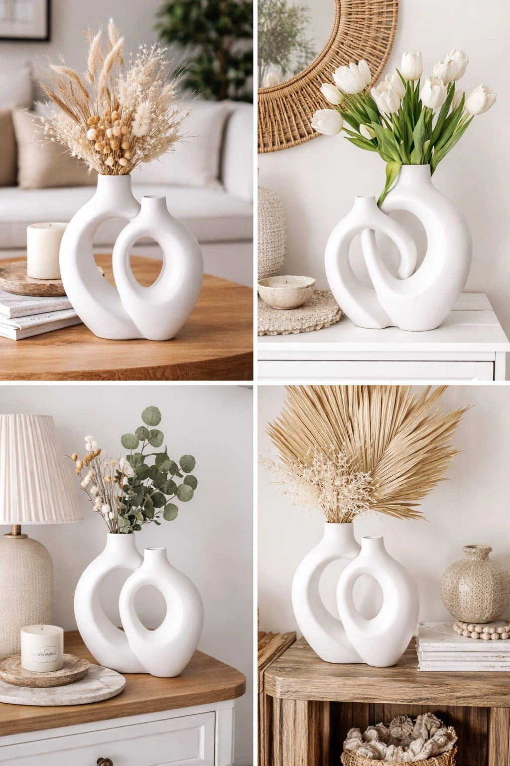 Modern Hollow Sculptural Ceramic Vase Set – Minimalist Decorative Vases (Set of 2)