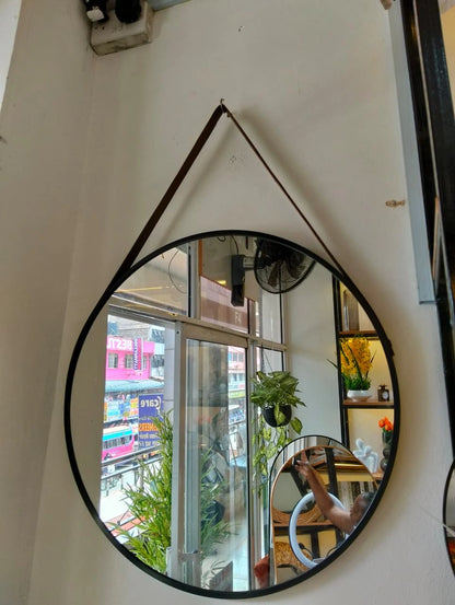 Modern Round Hanging Wall Mirror – Stylish Home Decor Accent