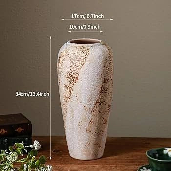Textured Rustic Ceramic Vase – Modern Neutral Home Decor