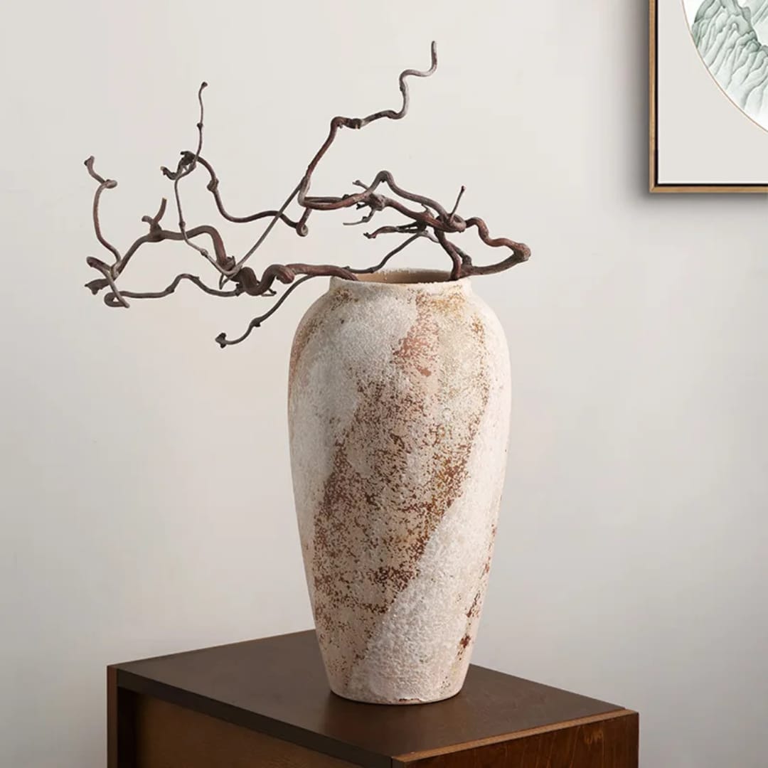 Rustic Textured Ceramic Vase Set – Modern Decorative Home Decor