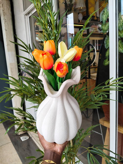 Modern Textured White Decorative Vase – Luxury Home Decor