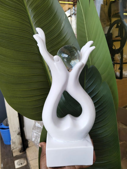 Elegant Hand Sculpture Decor with Crystal Ball – Modern Home Accessory